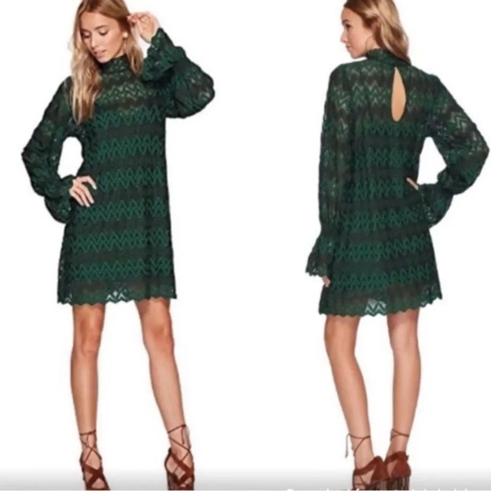 Free People Simone Lace Crochet Dress Green Size XS